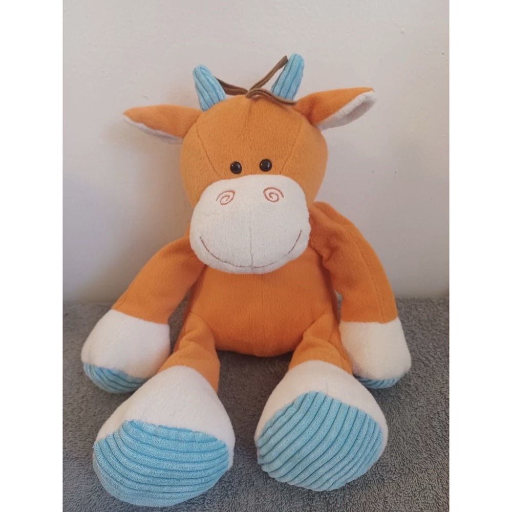 CIRCO Horse Orange Cow 17" 2011 Patches Plush Toy Blue Ribbed Feet Orange Brown